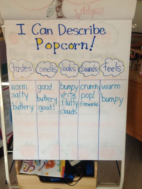 5 senses (wouldn't use popcorn with toddlers, but maybe an apple or something?) 5 Senses Preschool, Five Senses Preschool, 5 Senses Activities, Senses Preschool, Kindergarten Stem, My Five Senses, Senses Activities, 1st Grade Science, 5 Senses