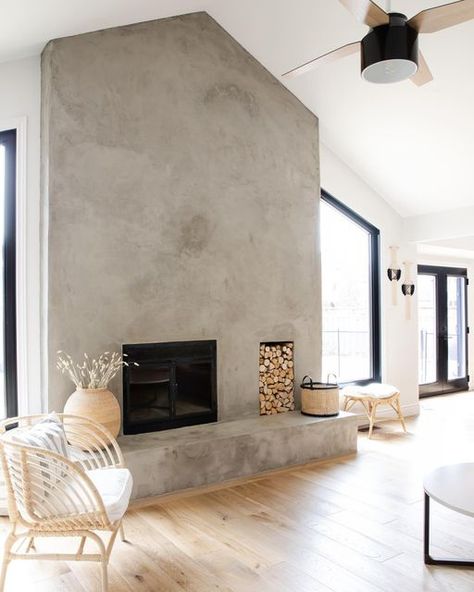 Scandinavian Fireplace, Fireplace Feature Wall, Photographer Content, Brick Fireplace Makeover, Sunken Living Room, Concrete Fireplace, Dream Kitchens Design, London Ontario, Fireplace Remodel