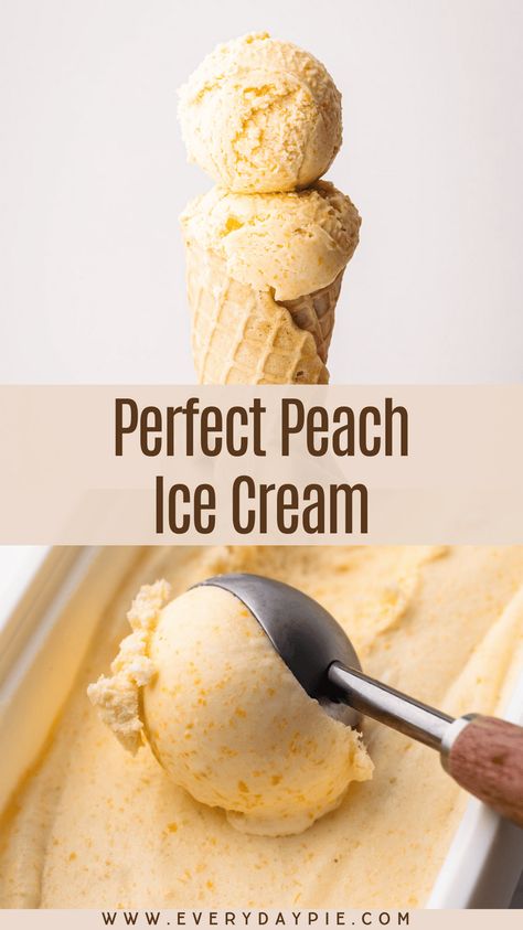 This is the best Peach Ice Cream recipe, made using simple ingredients like eggs, cream, and milk and fresh peaches to make for an ultra-creamy and fruit-forward taste and consistency. Fresh Peach Ice Cream Homemade, Peach Ice Cream Homemade, Peach Ice Cream Recipe, Homemade Peach Ice Cream, Peach Festival, Fro Yo, Peach Recipes, Cream Custard, Peach Ice Cream