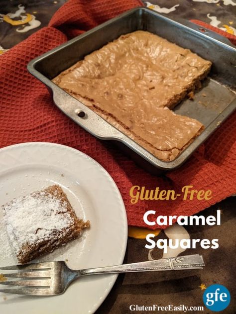 Gluten-Free Caramel Squares Recipe For Caramel, Caramel Squares, Gluten Free Lemon Bars, Gf Sweets, Gluten Free Bars, Gluten Free Bakery, Best Gluten Free Recipes, Gf Desserts, Gluten Free Sweets