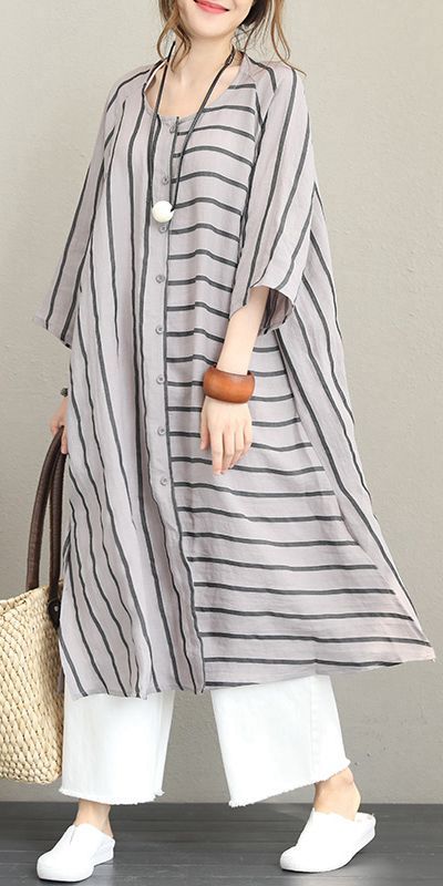 Tunik Linen, Best Casual Dresses, Pretty Dresses Casual, Desi Wear, Striped Linen Shirt, Linen Fashion, Mode Boho, Linen Shirt Dress, Chic Casual