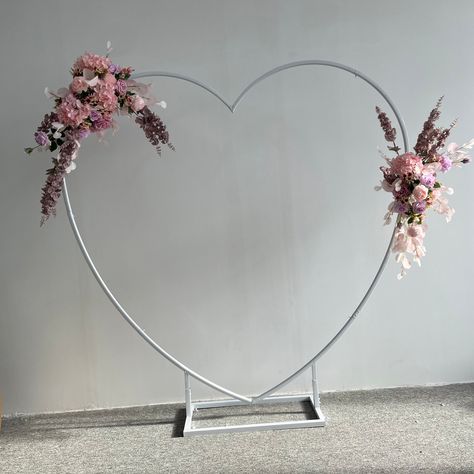 Wedding Arch Heart, Heart Arch Wedding Decoration, Bridal Shower Arch, Floral Arch Backdrop, Heart Arch, Wedding Floral Arch, Balloon Arch Wedding, Metal Backdrop, Heart Backdrop