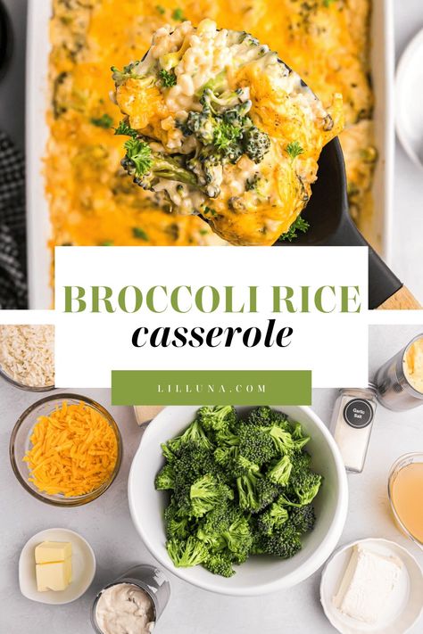 Cheesy broccoli rice casserole will please the pickiest eaters. It's creamy and delicious, a perfect family dinner! #broccoliricecasserole #casserole #broccoli #rice Broccoli Rice And Cheese Casserole With Fresh Broccoli, Cheddars Broccoli Rice Casserole Copycat, Broccoli Casserole With Rice, Broccoli Cheese Rice Casserole, Casserole Broccoli, Cheesy Broccoli Rice Casserole, Broccoli And Rice Casserole, Comforting Casseroles, Inexpensive Dinner Recipes