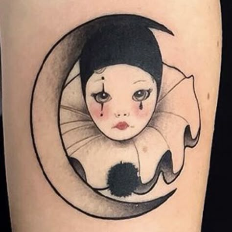 Illusion Tattoo, Optical Illusion Tattoos, Illusion Tattoos, Pierrot Clown, Optical Illusion Tattoo, Octopus Tattoos, Clown Tattoo, Art Deco Paintings, Wicked Tattoos