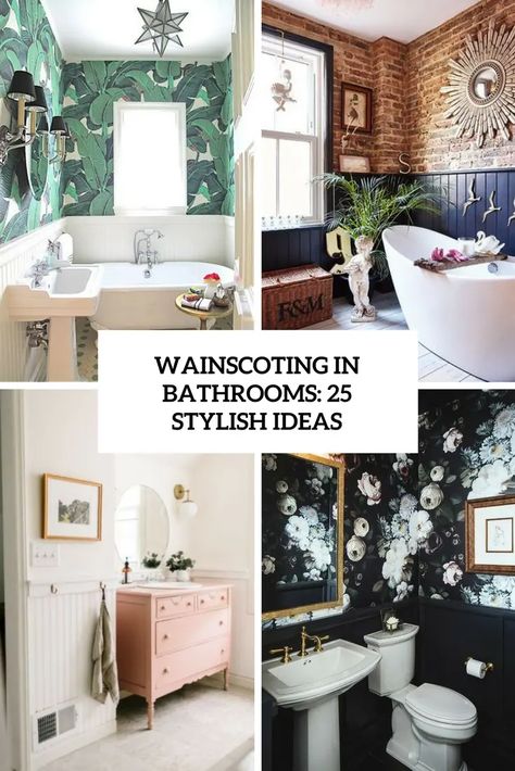 wainscoting in bathrooms 25 stylish ideas cover Small Bathroom Wainscoting Ideas Modern, Bathroom Wall Wainscoting, Modern Wainscoting Bathroom, Painted Wainscoting Bathroom, Bathrooms With Wainscoting, Wainscoting Styles Bathroom, Wainscotting In Bathroom, Black Wainscoting Bathroom, Small Bathroom Wainscoting Ideas