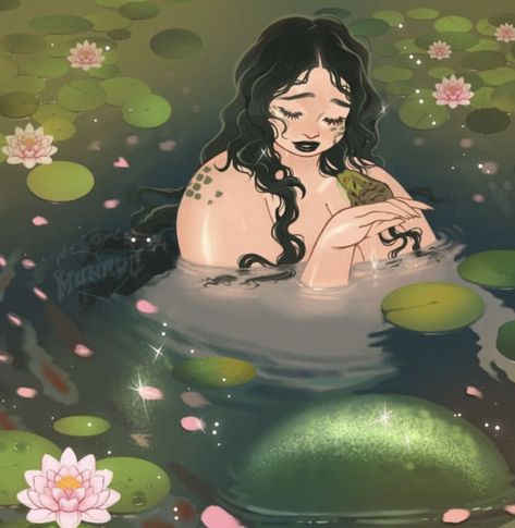 Fat Positive Art, Fat Mermaid, Spicy Content, Postcard Sticker, Plus Size Art, Fat Art, Fairytale Art, Mermaid Art, The Pond