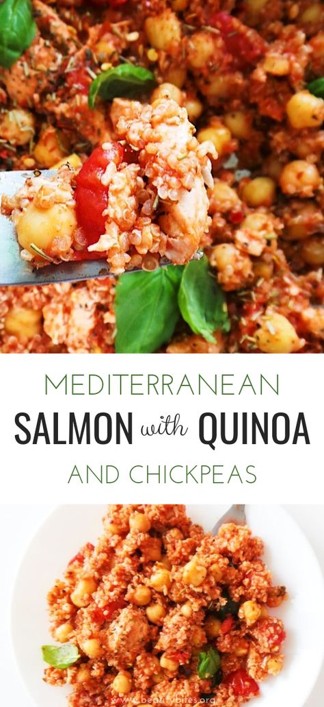 Salmon And Chickpeas, Quinoa And Salmon Recipes, Salmon And Quinoa Recipes, Healthy Salmon Dinner Recipes, Vegan Salmon Recipe, Quinoa And Chickpeas, Salmon And Quinoa, Salmon With Quinoa, Salmon With Vegetables