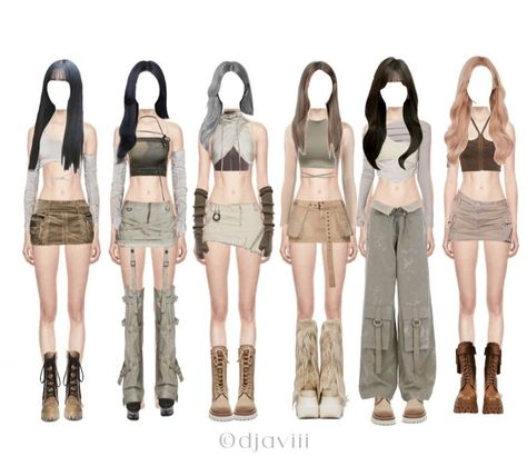 kpop 6 member outfits 6 Member Outfits, Dance Crew Outfits, Kpop Costume, Neutral Color Outfits, Korean Fashion Kpop Inspired Outfits, Plant Styling, Korean Outfits Kpop, Kpop Concert Outfit, Korean Fashion Kpop