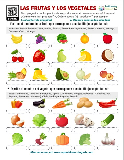 Vegetables In Spanish, Spanish Food Vocabulary, Spanish Teacher Classroom, Spanish Vegetables, Spanish Exercises, Beginner Spanish Lessons, Spanish Classroom Decor, Spanish Classroom Activities, Spanish Lessons For Kids