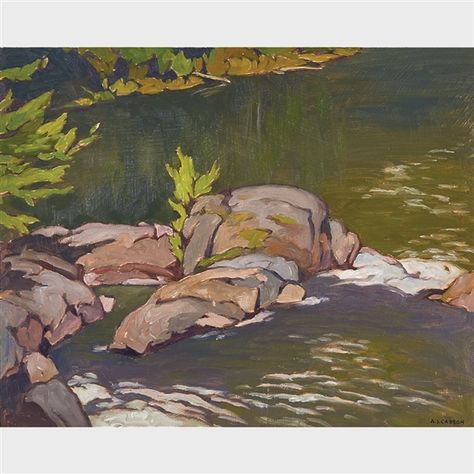 Artwork by Alfred Joseph Casson, Below Marshes Falls, Made of oil on board A J Casson, Group Of Seven Paintings, Summer Room, Group Of Seven, Crochet Shawls And Wraps, Fishing Adventure, Canadian Art, Color Studies, Art How