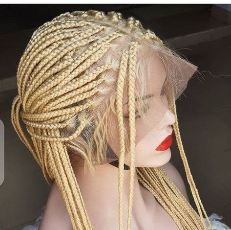 Blonde knotless Box Braid Wig for Black Women, Wigs, Lace Wig, Wig for Black Women, full lace wig, front lace Wig. Braided Wigs, braid wig. #GoldWig #beautyhubb #CustomBraidWig #BoxBraidWig #FullLaceBraidWig #BraidLaceWig #BlondeBraidWig #WigForBlackWoman #FullLaceWig #HumanHairWig Dread Wig, Knotless Box Braids, Ombre Braid, Blonde Box Braids, Kanekalon Hairstyles, Braid Wig, Wig For Black Women, Lace Braid, Box Braid Wig