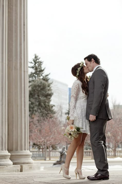 Courthouse wedding Denver Elopement, Courthouse Wedding Photos, Courthouse Elopement, Just The Two Of Us, Civil Wedding Dresses, Wedding Court, City Hall Wedding, Offbeat Bride, Courthouse Wedding