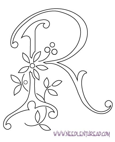 Monogram for Hand Embroidery: Letter R – Needle’nThread.com from embroidery site but would be great for quilling Hand Embroidery Letters, Monogramm Alphabet, The Letter Y, The Letter R, Alfabet Letters, Embroidery Alphabet, Fancy Letters, Letter Y, Embroidery Letters