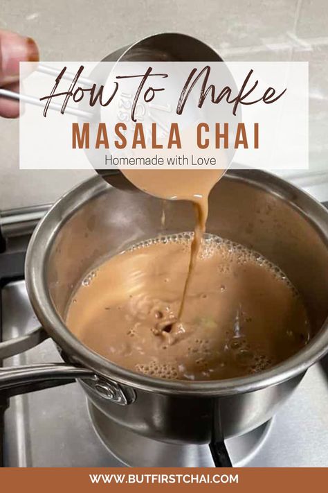 Learn to make two large cups of homemade Masala Chai recipe with whole spices, black tea and full-fat milk in less than 10 minutes. Masala Chai Tea Recipe, Storing Fresh Ginger, Chai At Home, Masala Chai Recipe, Chai Masala, Masala Chai Tea, Spiced Tea, Chai Tea Recipe, Bubble Tea Recipe