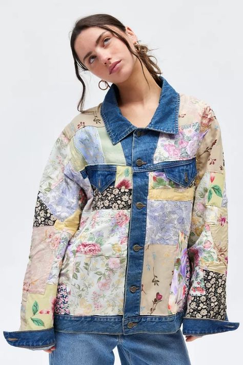 Revamp your wardrobe with the Urban Renewal Remade Patchwork Floral Denim Jacket. This unique piece features vibrant floral patchwork on classic denim, offering a stylish blend of modern and retro vibes. Perfect for layering and adding a touch of individuality to any outfit. Shop now to embrace this one-of-a-kind fashion statement! Patchwork Jacket. Floral Jacket. Patchwork Floral Jacket. Upcycle Jean Jacket, Floral Denim Jacket, Patch Denim Jacket, Patchwork Denim Jacket, Denim Shirt Jacket, Jacket Corduroy, Patch Denim, Denim Jacket Patches, Jackets Denim