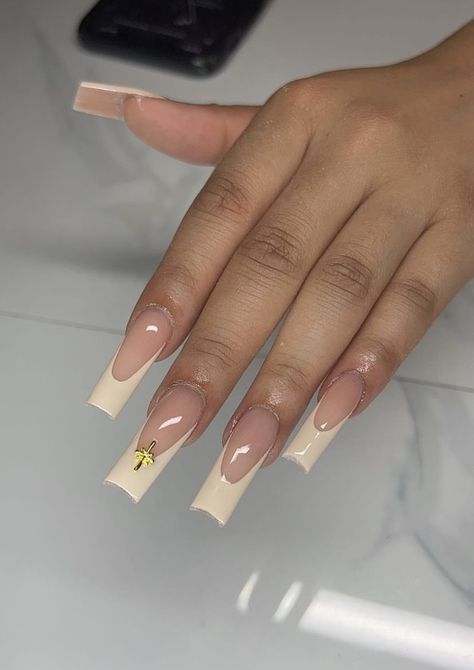 Brown French Nails Square, Tan French Tip, Tan French Tip Nails, Tan Acrylic Nails, Beige French Nails, Brown French Tip, Ambre Nails, Brown French, Nightclub Aesthetic