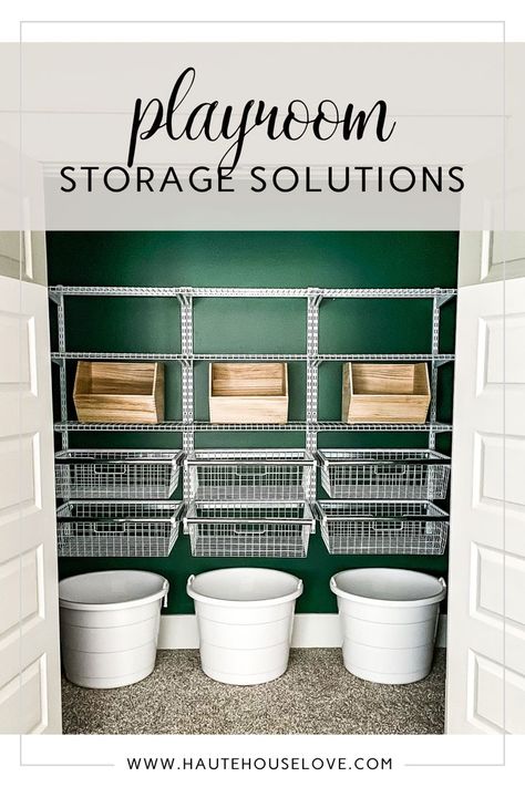 Ikea Closet Toy Storage, Diy Toy Storage Closet, Home Edit Toy Storage, Unique Toy Storage Ideas, Wall Toy Storage Ideas, Toy Closet Storage, Basement Closet Organization Ideas, Playroom Closet Ideas, Toy Storage In Closet