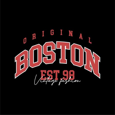 Design vector typography for t-shirt streetwear clothing. boston concept. with white color. perfect for modern t-shirt design Printer Logo, Church Shirt Designs, Graphic Design Text, Typography Shirt Design, Streetwear Tshirt Design, Logos Retro, Vector Typography, T Shirt Logo Design, Retro Graphic Design