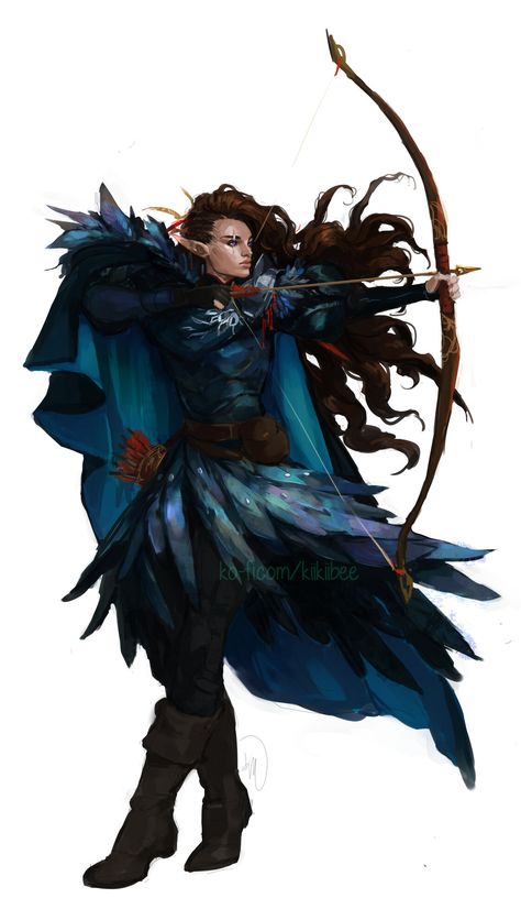 ArtStation - dnd. Kiera, Kii Weatherton The Raven Queen, Ranger Dnd, Raven Queen, Color Script, Wood Elf, Dungeons And Dragons Characters, Dnd Art, An Elf, The Raven