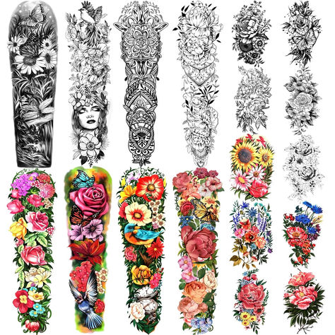 Arm Shoulder Tattoo, Fake Tattoo Sleeves, Arm Temporary Tattoos, Temporary Tattoo Sleeves, Full Arm Tattoos, Real Tattoo, Flower Tattoo Designs, Tattoo Sleeve Men, Tattoo Pattern