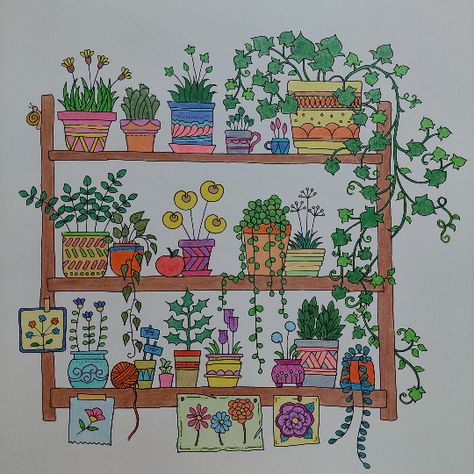 Colouring Gallery - Johanna Basford Johanna Basford World Of Flowers Johanna Basford, Shelf Drawing, School Wall Art Ideas, World Of Flowers, Whimsical Art Journal, Bookshelf Art, Flower Drawing Tutorials, Book Maker, Architecture Design Drawing