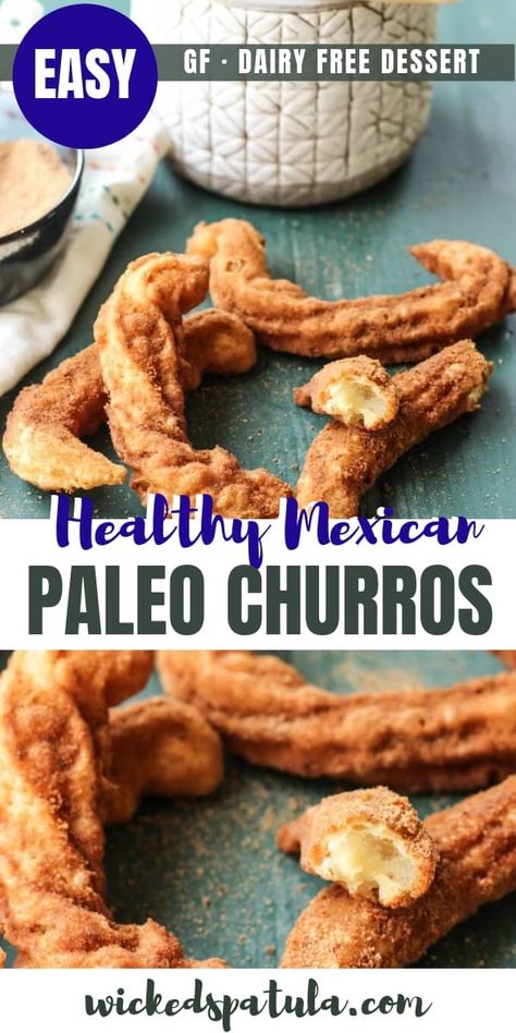 Paleo Churros, Paleo Junk Food, Mexican Churros Recipe, Mexican Churros, Paleo Snacks Easy, Paleo Dessert Recipes Easy, Dairy Free Dessert Easy, Paleo Mexican, Traditional Mexican Desserts