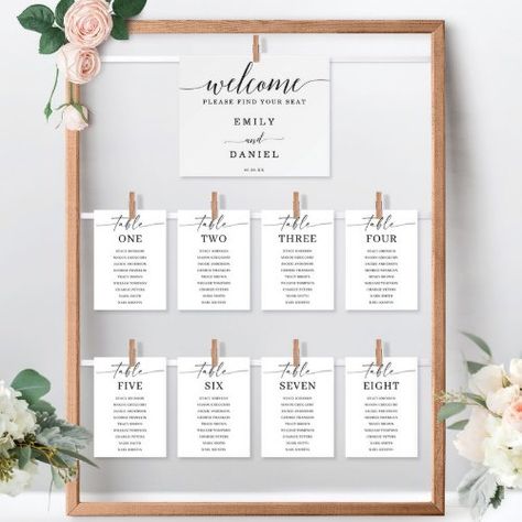 $18.20 | Minimal Elegance Seating Chart Welcome Sign #welcome sign, wedding, wedding welcome sign, welcome to our wedding, wedding decor, minimal elegance, black and white, elegant simple classic romantic, sophisticated modern high end, seating chart sign Seating Chart Wedding Ideas, Wedding Ideas Boho, Wedding Table Seating Chart, Table Assignments, Table Seating Chart, Wedding Table Seating, Seating Sign, Seating Chart Template, Seating Cards