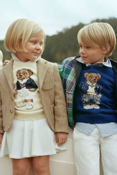 Ralph Lauren Childrenswear, Ralph Lauren Boys Outfits, Polo Bear Sweater Outfit, Old Money Kids Outfits, Kid Boy Outfits, Polo Bear Outfit, Ralph Lauren Baby Boy, Polo Ralph Lauren Outfits, Preppy Kids Outfits