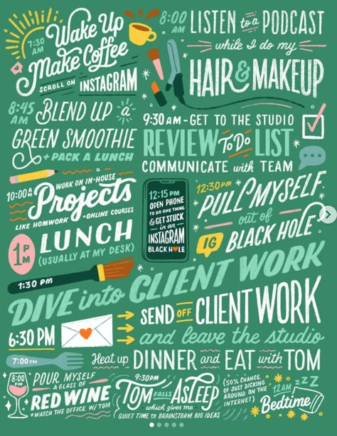 https://www.instagram.com/p/B99dIT8hEVS/ Could be a cool way to display process...would have to get real good at handlettering. Lauren Hom, Hand Lettering Inspiration, Pack Lunch, Daily Schedule, Passion Project, A Typical, Typography Letters, Creative People, Journal Paper