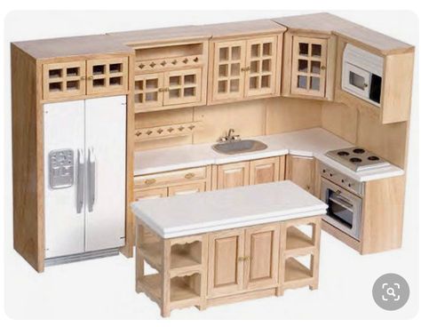 Modern Oak Kitchen, Bedroom Furniture Redo, Kitchen Island Storage, Kitchen Set Cabinet, Desain Pantry, Oak Kitchen Cabinets, Dollhouse Ideas, Casa Vintage, Oak Kitchen