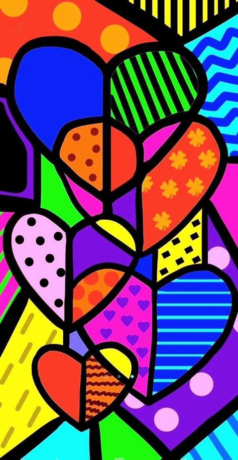 Valentines Art Lessons, Romero Britto Art, Britto Art, Valentine Art Projects, Church Window, Flamingo Wallpaper, Stained Glass Window Film, Motif Art Deco, Window Covering