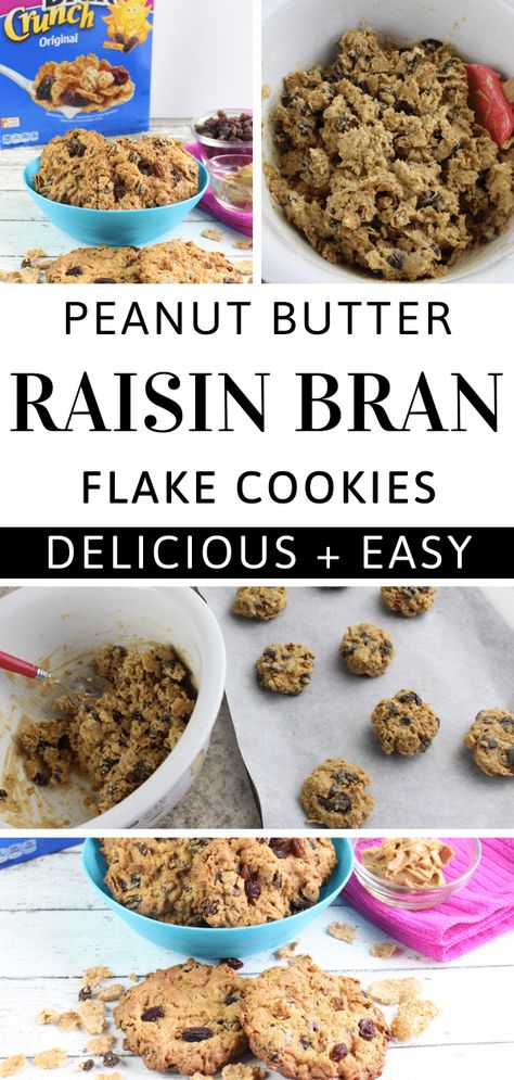 Peanut Butter Raisin Bran Flake cookies take a family favorite cereal and turn it into an irresistible treat that the entire family will enjoy! Bran Flakes Cereal, Bran Flakes, Flake Recipes, Raisin Bran, Cereal Brands, Cereal Treats, Retro Recipes, Peanut Butter Cookies, Cookie Desserts