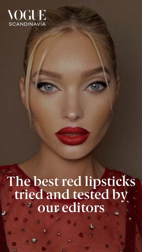 With autumn around the corner and the festive season ahead, Vogue Scandinavia’s editors have put the best red lipsticks to the test, trialling new releases and trusted old staples in a bid to find our favourites – no matter the finish or formulation. Red Lip No Makeup, Best Red Lipstick For Fair Skin, Red Lipstick For Fair Skin, Best Drugstore Red Lipstick, Red Lipstick Looks, Vogue Scandinavia, Best Red Lipstick, Lipstick For Fair Skin, Wear Red Lipstick