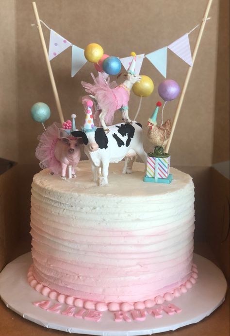 Pink Farm Animals Birthday Party, Barbie Farm Birthday Party, Boho Farm Animal Birthday Party, Barnyard Animal Birthday Party, Princess Farm Birthday Party, Oink Oink Moo Moo Turning Two Cake, Pink Second Birthday Party, Farm Animals Birthday Party Cake, Farm Party Birthday Cake