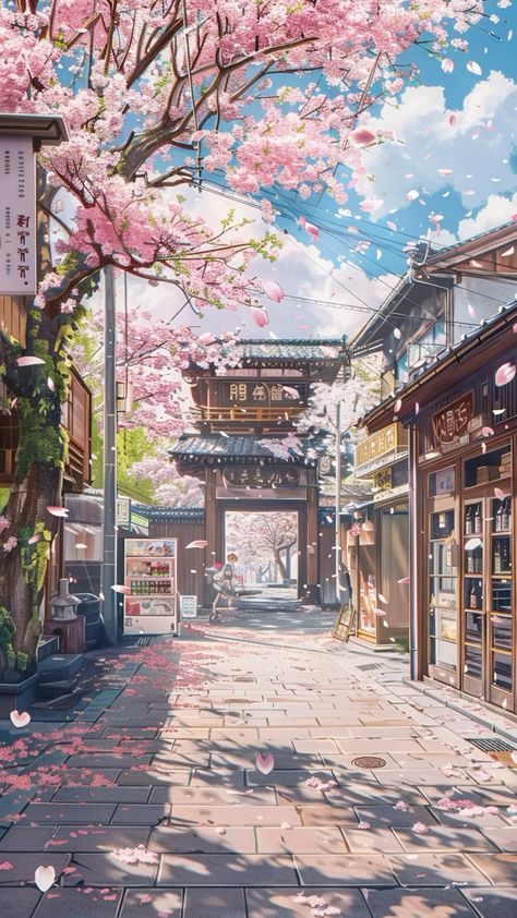 Sakura Tree Wallpaper, Telegram Aesthetic, Style Your Phone, Anime Places, Japan Landscape, Wallpapers Anime, Aesthetic Wallpaper Iphone, Paper Background Design, Fairy Artwork