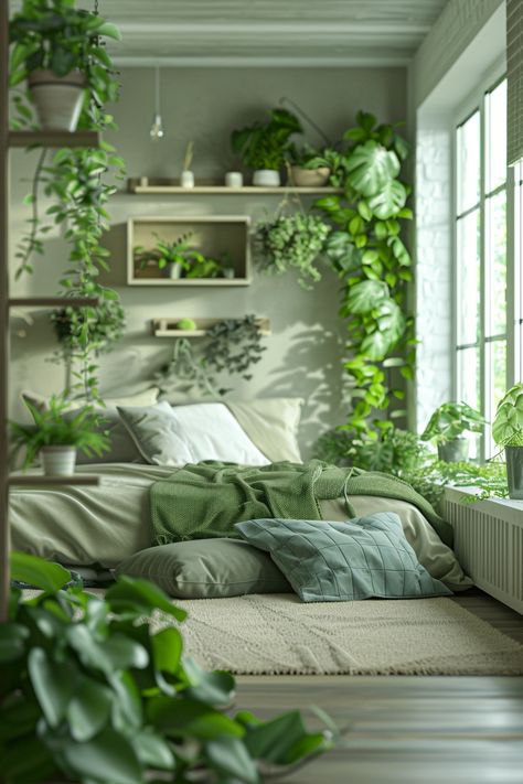 Organic Modern Bedroom, Sleep Box, Bedroom Wall Decor Ideas, Artist Work, Classy Decor, Bedroom Decor Inspiration, Garden Rooms, Plants Indoor, Wall Decor Ideas