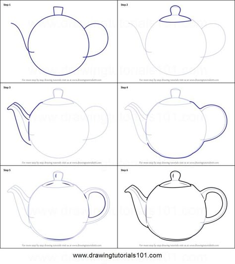 Teapot Printable, Teapot Drawing, Basic Sketching, Drawing Sheet, Object Drawing, Learn Drawing, Basic Drawing, Drawing Tutorial Easy, Drawing For Beginners