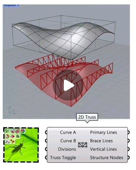 Parametric House on Instagram: "In this Rhino Grasshopper tutorial for beginners, we are going to learn how to model a parametric truss from a nurbs surface.

Watch the free 10 minutes tutorial
on our website : Profile Link🔗
.
-——————————
.
Like this post to support our page ❤️
.
Grasshopper3d Algorithms / Tutorials
& Animations 👉@parametrichouse
.
-——————————
.
#grasshopper3d #rhino3d #parametric #parametricdesign #parametricarchitecture #architecture #design #art" Grasshopper Rhino Architecture, Rhino Grasshopper Architecture, Parametric Design Architecture, Grasshopper Tutorial, Rhino Architecture, 3d Learning, Grasshopper 3d, Rhino Grasshopper, Grasshopper Rhino