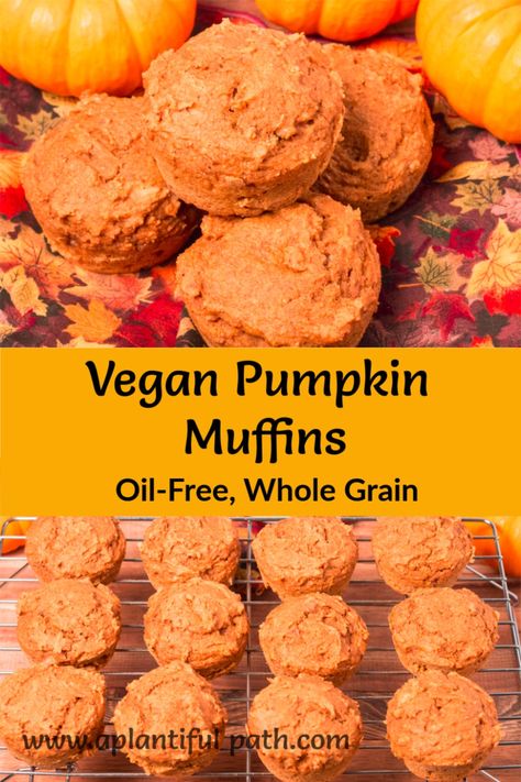 Wonderfully spiced Vegan Pumpkin Muffins with whole wheat and no oil are a perfect taste of fall. These muffins are quick to make with easy to find ingredients. They are a wonderful treat for the Halloween and Thanksgiving seasons. So delicious! Vegan Pumpkin Muffins, Gluten Free Pumpkin Muffins, Vegan Brunch Recipes, Muffins For Breakfast, Oil Free Vegan Recipes, Brown Sugar Recipes, Alkaline Vegan, Vegan Muffins, Vegan Brunch