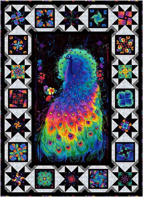 Dimensions: 42 Glow Pictures, Peacock Quilt, Dragon Quilt, Panel Quilt Patterns, Fabric Panel Quilts, Peacock Theme, Country Quilts, Machine Pattern, Quilting Rulers