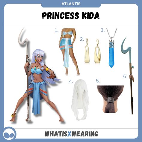 Strike gold and dress like Princess Kida from Atlantis: The Lost Empire this Halloween with our complete step-by-step outfit guide! Princess Kida Atlantis Costume, Milo And Kida Atlantis Costume, Princess Kida Atlantis, Atlantis Cosplay, Atlantis Halloween Costume, Kida Atlantis Cosplay, Atlantis Kida, Kida Atlantis Costume, Disney Atlantis