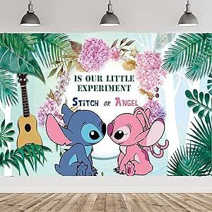 Stitch And Angel Gender Reveal, Angel Gender Reveal, Angel Gender, Lilo I Stitch, Backdrops Kids, Gender Reveal Themes, Girls Birthday Party Decorations, Baby Shower Photography, Hawaii Photography