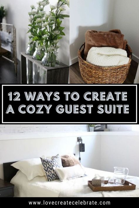 12 great tips for taking your guest space to the next level. Learn how to create a welcoming, cozy guest room just by adding a few special items! Guest Room Decor Ideas Modern, Trays On Beds Guest Rooms, Guest Room Books, Relaxing Guest Room Ideas, Guest Bedroom Styling Ideas, Guest Bedroom Picture Ideas, How To Set Up A Guest Bedroom, Guest Bedroom Ideas Small Spare Room, Guest Room Cart Ideas