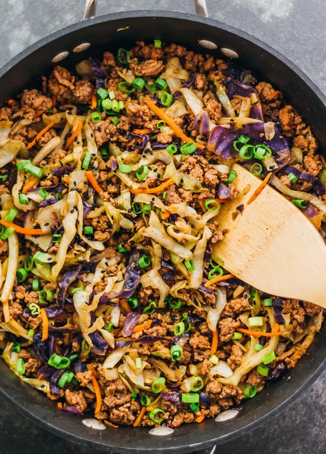 Asian Slaw Salad, Beef And Cabbage Stir Fry, Keto Cole Slaw, Ground Beef Cabbage, Cabbage And Carrots, Recipe With Ground Beef, Ground Beef And Cabbage, Beef Cabbage, Cabbage Stir Fry