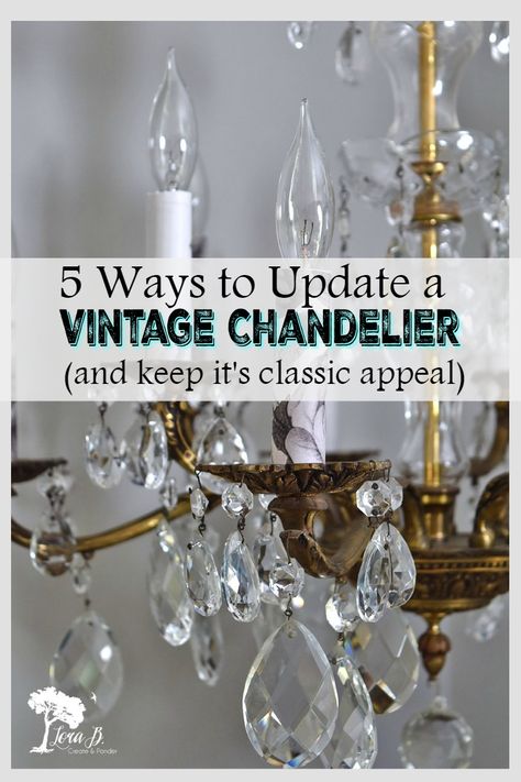 Update a vintage chandelier with these 5 simple DIY tips. Grandma's dining room light fixture can enter a whole new modern era as a beautiful home decor accent, while keeping it's classic appeal! #chandelierideas #vintagechandeliers #crystalchandeliers #vintagestyle #vintagestyleideas #antiquechandeliers #bedroomchandeliers Update Chandelier Diy, Brass Chandelier Makeover, Chandelier Redo, Chandelier Diy Crystal, Decorate Chandelier, Ethereal Lighting, Diy Chandeliers, How To Make A Chandelier, Painted Chandelier