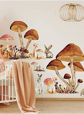 Cottagecore Nursery, Peel And Stick Wall Decals, Fairy Bedroom, Fairy Nursery, Nursery Room Inspiration, Mushroom Decor, Nursery Baby Room, Wall Stickers Kids, Baby Room Decor