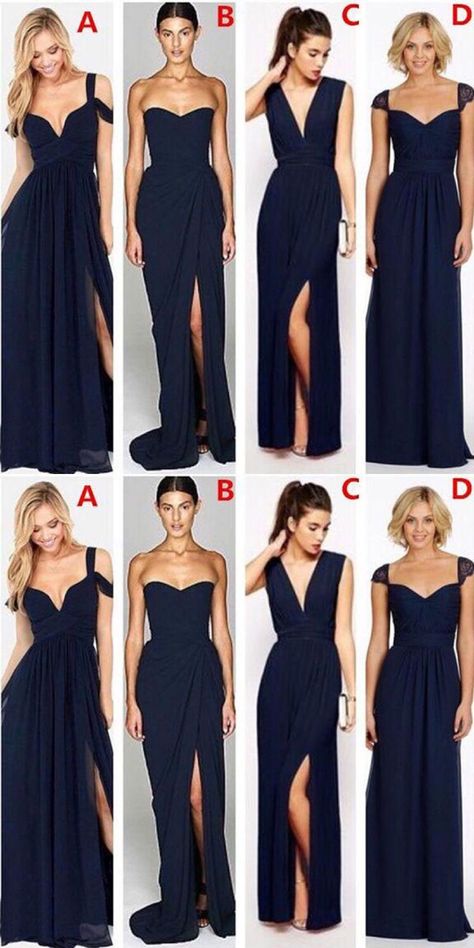 Blue Maid Of Honor Dress, Navy Chiffon Bridesmaid Dress, Bridemaids Dresses Long, Dresses For Wedding Party, Popular Bridesmaid Dresses, Bridesmaid Dresses 2018, Navy Blue Bridesmaid Dresses, Mismatched Bridesmaids, Mismatched Bridesmaid Dresses