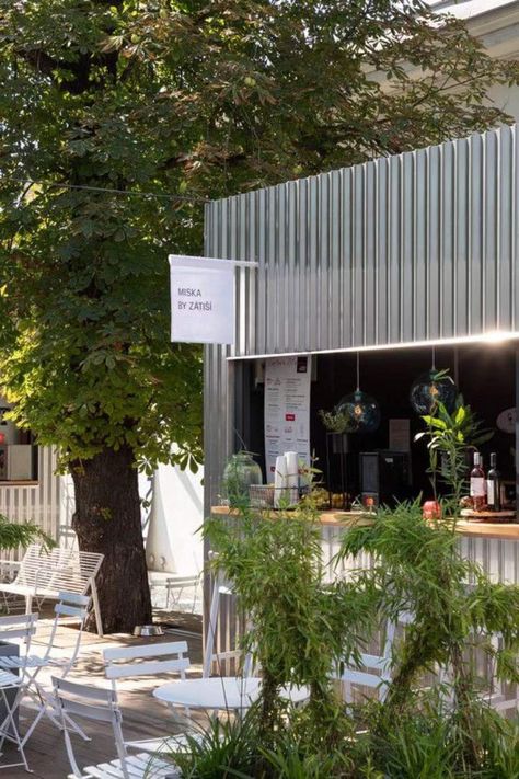 Container Coffee Shop, Container Cafe, Cafe Shop Design, Kiosk Design, Outdoor Cafe, Coffee Shop Design, Outdoor Market, Outdoor Restaurant, Architectural Inspiration