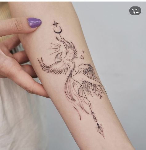 Just Breathe Tattoo, Phoenix Tattoo Feminine, Small Phoenix Tattoos, Phoenix Tattoos, Phoenix Tattoo Design, Health Tattoo, Delicate Tattoo, Cute Tattoos For Women, Phoenix Tattoo