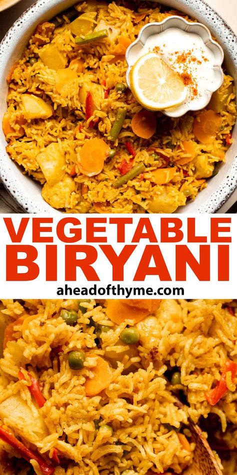 Vegetable Biryani Vegetable Biryani Recipe Easy, Vegetable Byriani, Dinner Recipes Vegetarian Indian, Oven Baked Vegetables, Comforting Recipes, Vegetarian Biryani, Easy Biryani Recipe, Vegetable Biryani Recipe, Vegetarian Side Dish